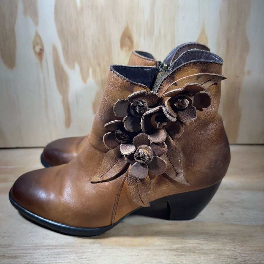 Socofy Leather Handmade Flower Boots Women’s Size 8.5